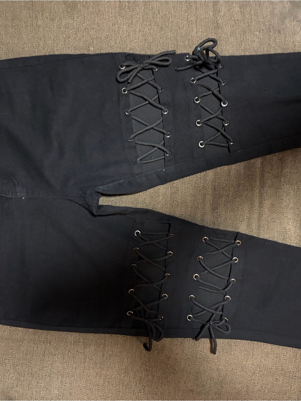 SHEIN Black Lace-Up Corset Detail Women Jeans